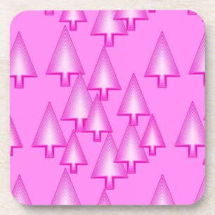 Dessous-de-verre Arbres de Noël métalliques modernes - rose orchidé