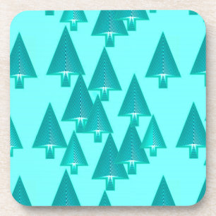 Dessous-de-verre Arbres de Noël métalliques modernes - turquoise