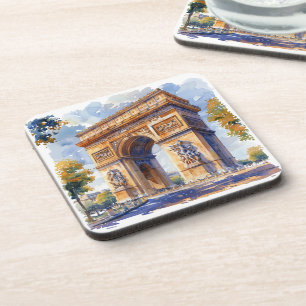 Dessous-de-verre Arc de Triomphe Aquarelle Sites de voyage France