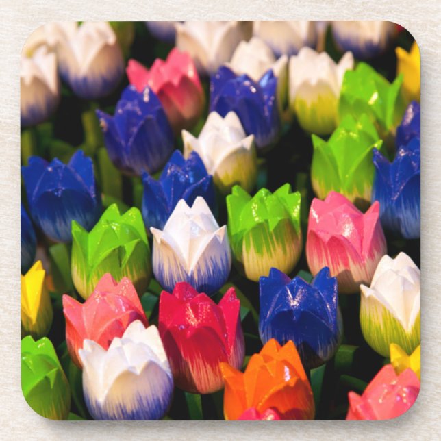 Dessous-de-verre Arc-en-ciel de tulipes en bois (Devant)