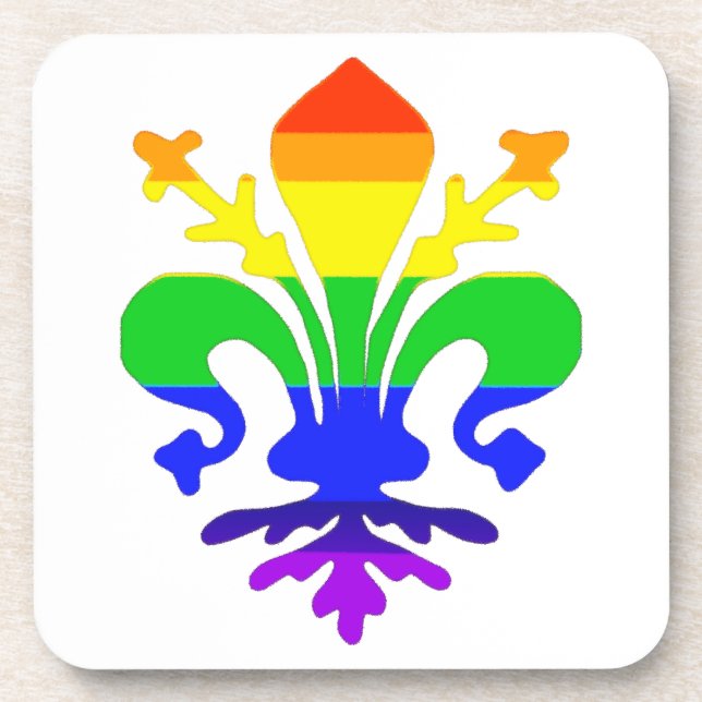 Dessous-de-verre Arc-en-ciel stylisé Fleur de Lis (Devant)