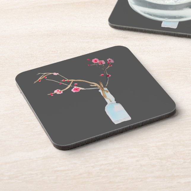 Dessous-de-verre Ardoise en sakura cerise en fleurs (Côté gauche)