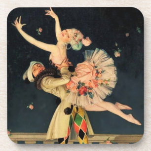 Dessous-de-verre "Arlequin et Columbine" par FX Leyendecker