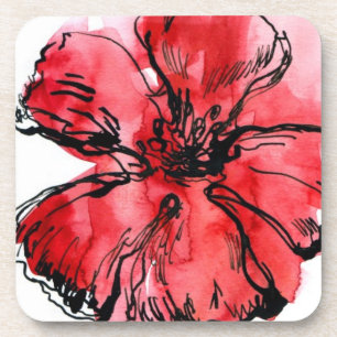 Dessous-de-verre Arrière - plan floral peint par résumé 4