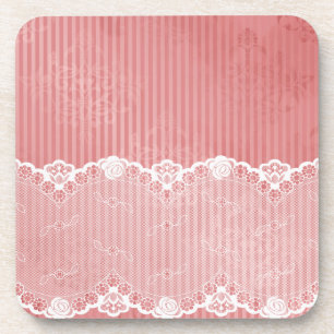 Dessous-de-verre Arrière - plan rose et blanc avec la dentelle