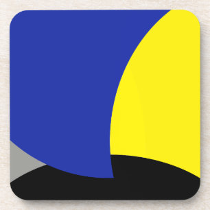 Dessous-de-verre Art Abstrait bleu jaune