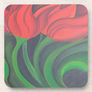 Dessous-de-verre Art Abstrait des Tulipes rouges