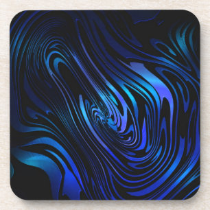 Dessous-de-verre Art abstrait tourbillon bleu et noir