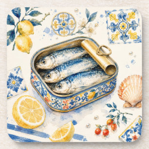 Dessous-de-verre Art d'aquarelle de sardine sicilienne