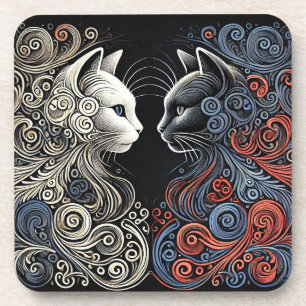 Dessous-de-verre Art de chats abstraits