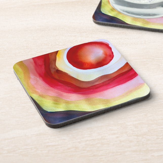 Dessous-de-verre Art de coucher de soleil à l'aquarelle soleil (Côté gauche)