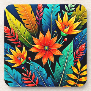 Dessous-de-verre Art de fleurs tropicales vibrantes