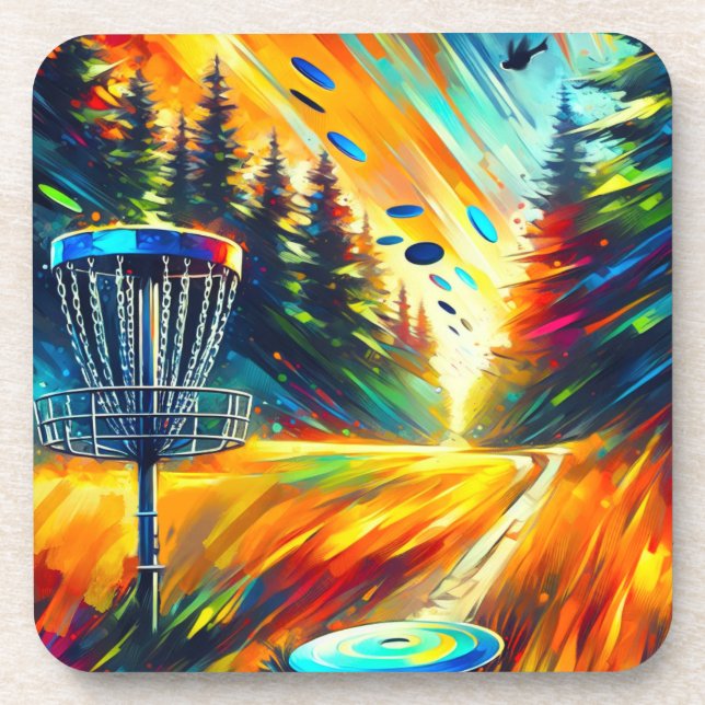 Dessous-de-verre Art de golf sur disque Abstrait (Devant)