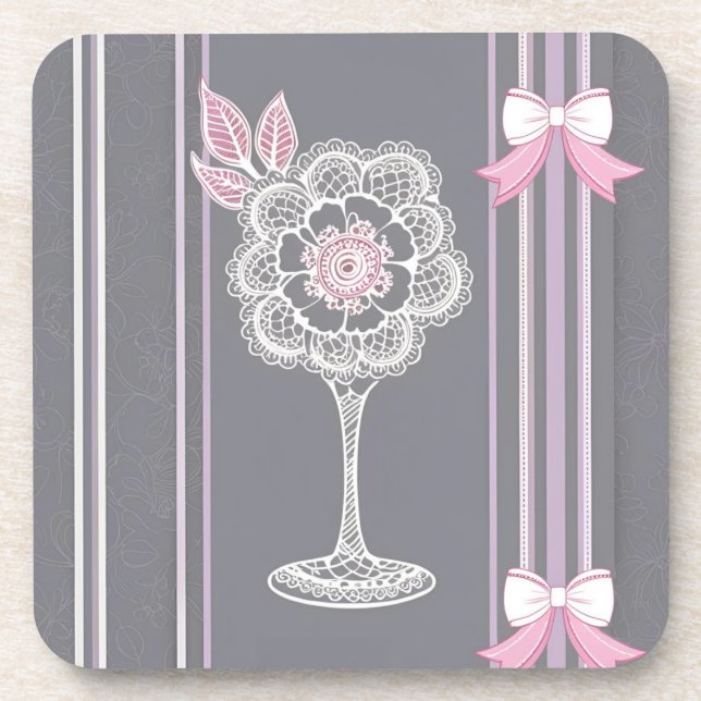 Dessous-de-verre Art de l'IA rose et gris (Devant)