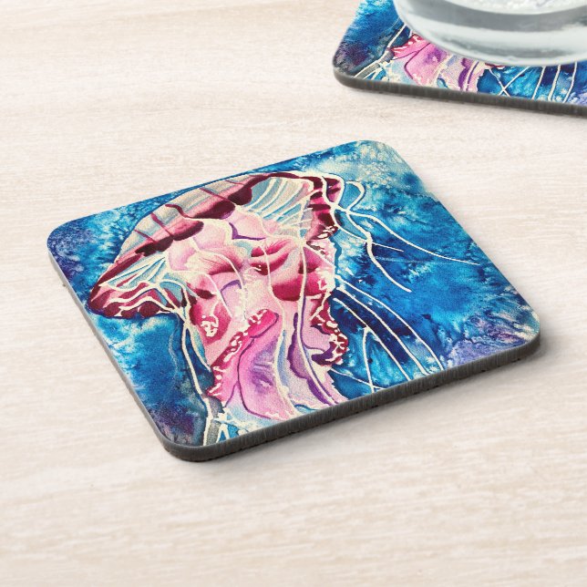 Dessous-de-verre Art de méduse à l'aquarelle océan (Côté gauche)