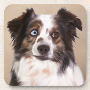 Dessous-de-verre Art de peinture à l'huile de chien berger australi