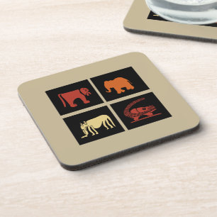Dessous-de-verre Art de silhouette d'animaux africains modernes
