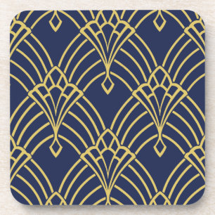 Dessous de verre Art déco - Marine et jaune (série