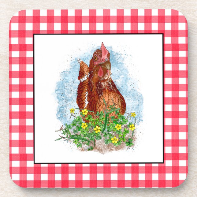 Dessous-de-verre Art du poulet tiré à la main (Devant)