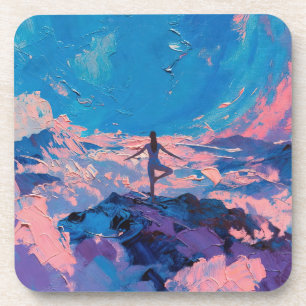 Dessous-de-verre Art du Yoga : Beauté Équilibrée (Peinture à l'Huil
