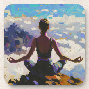 Dessous-de-verre Art du Yoga : Beauté Équilibrée (Peinture à l'Huil