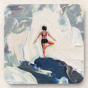 Dessous-de-verre Art du Yoga : Beauté Équilibrée (Peinture à l'Huil