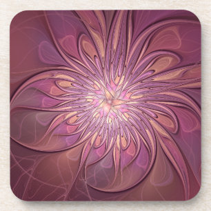 Dessous-de-verre Art floral fractal moderne abstrait Couleurs de ba