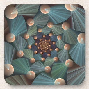 Dessous-de-verre Art Fractal Abstrait Avec Profondeur Bleu Brown Ar