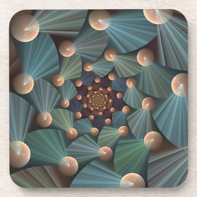 Dessous-de-verre Art Fractal Abstrait Avec Profondeur Bleu Brown Ar (Devant)
