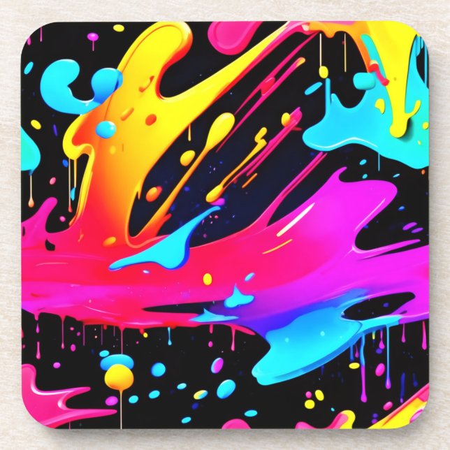 Dessous-de-verre Art Gras et brillant Paint Splatter (Devant)