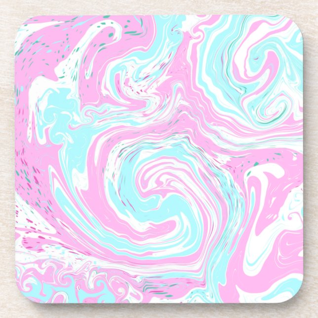 Dessous-de-verre Art Libre en Marbre Bleu Turquoise rose (Devant)