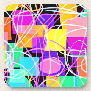 Dessous-de-verre Art Motif Unique Et Coloré En Néon