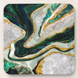 Dessous-de-verre Art numérique de la géométrie Abalone et Crystals