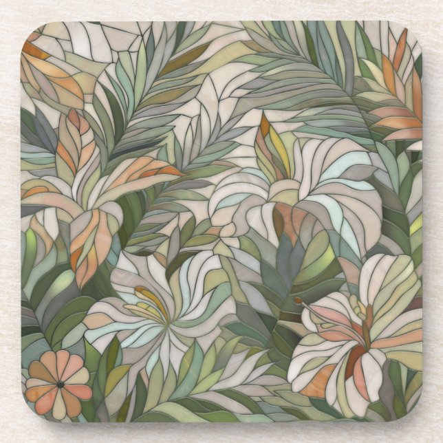 Dessous-de-verre Art numérique de mosaïque plante tropicale (Devant)