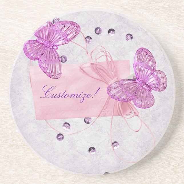 Dessous de verre assez roses personnalisables de (Devant)