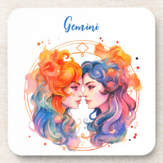 Dessous-de-verre Astrologie signe zodiaque Gemini en aquarelle