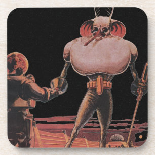 Dessous-de-verre Astronaute de la science-fiction vintage serrant l