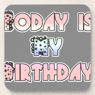 Dessous-de-verre Aujourd'hui est mon anniversaire Baby Pink Art Pri