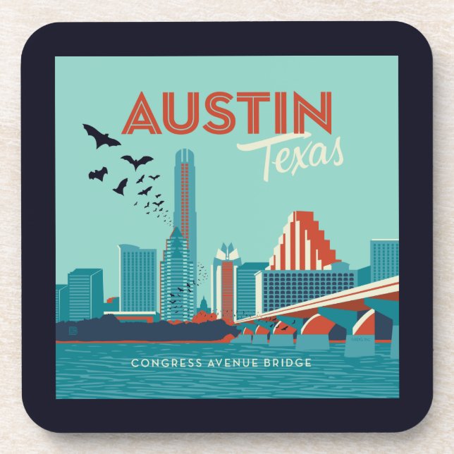 Dessous-de-verre Austin, Texas | Pont de l'Avenue du Congrès (Devant)