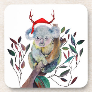 Dessous-de-verre Australie Noël Koala Santa Hat Rouge Vert