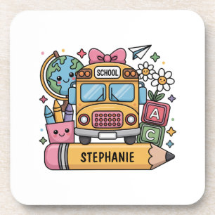 Dessous-de-verre Autobus de retour à l'école personnalisés - Person