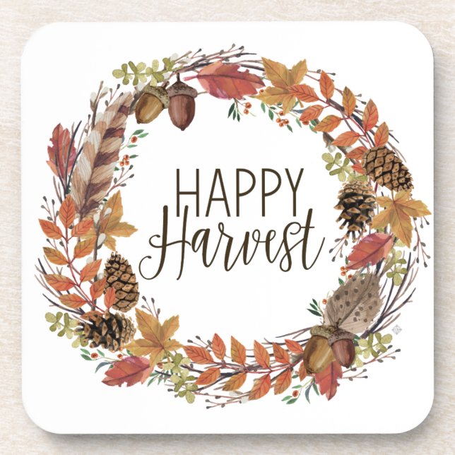 Dessous-de-verre automne aquarelle couronne (Devant)