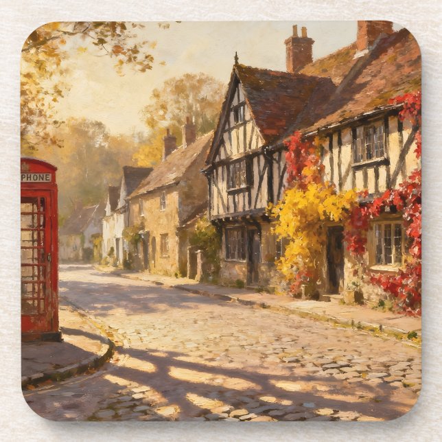 Dessous-de-verre Autumn Village Scene in Golden Light (Devant)