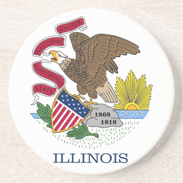 Dessous de verre avec Drapeau de l'Illinois, États (Devant)