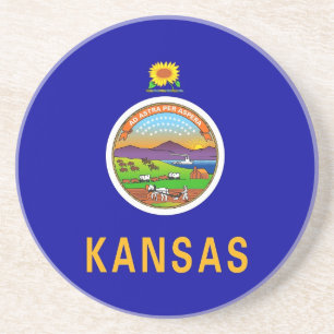 Dessous de verre avec Drapeau du Kansas, USA