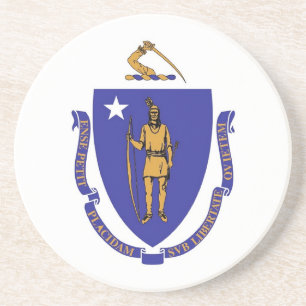 Dessous de verre avec Drapeau du Massachusetts, US