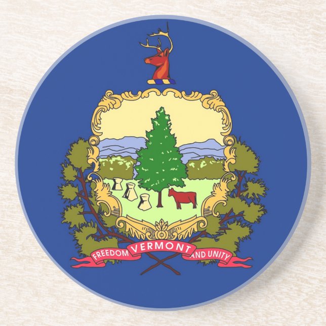 Dessous de verre avec Drapeau du Vermont, USA (Devant)