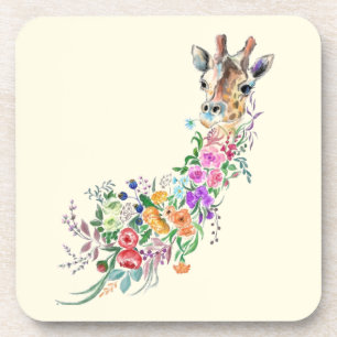 Dessous de verre avec girafe à fleurs