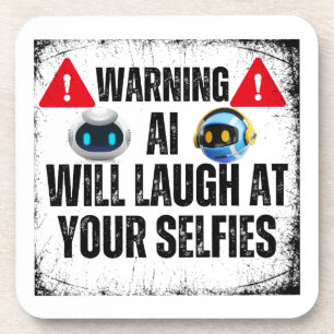 Dessous-de-verre Avertissement : AI va rire de votre Selfies.w