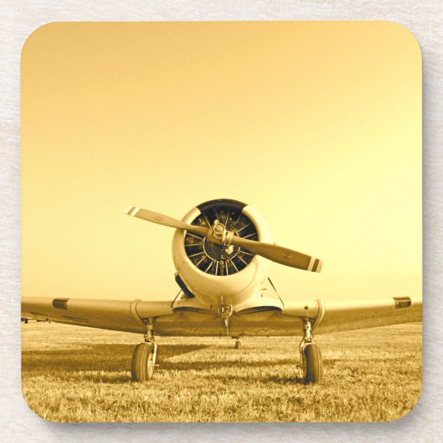 Dessous-de-verre Avion jaune doré (Devant)